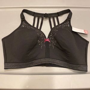 Black star print sparkle stripe lightly lined no wire bra NWT Lane Bryant plus